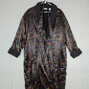 Erika Taylor Intimates Robe Mens Small Paisley Satin Fleece Line Regencycore
